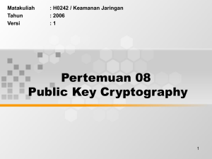 Pertemuan 08 Public Key Cryptography Matakuliah : H0242 / Keamanan Jaringan