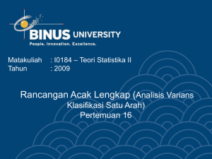 Rancangan Acak Lengkap ( Analisis Varians Klasifikasi Satu Arah) Pertemuan 16