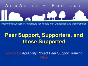 Unit 3: Peer Support, Supporters, and Those Supported