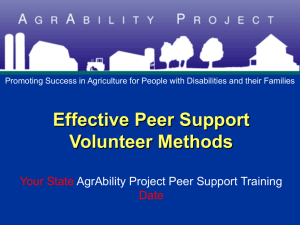 Unit 5: Effective Peer Support Volunteer Methods