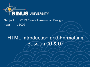 HTML Introduction and Formatting Session 06 &amp; 07 Subject