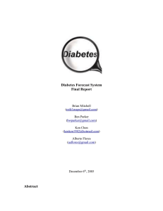 Diabetes Forecast System Final Report Abstract