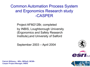 Common Automation Process System and Ergonomics Research study -CASPER