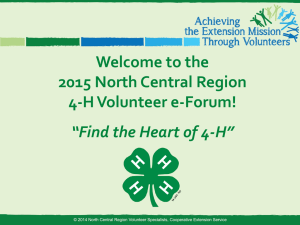 Welcome to the 2015 North Central Region 4-H Volunteer e-Forum!