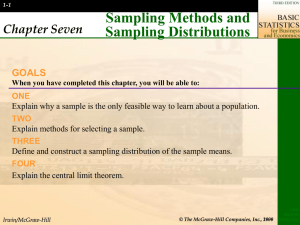 Sampling Methods and Sampling Distributions Chapter Seven GOALS