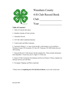 Completing the 4-H Club Record Book and Table of Contents