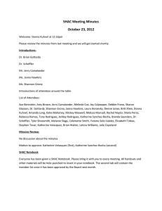 SHAC Meeting Minutes October 23, 2012