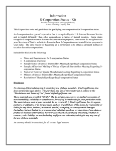 Information S-Corporation Status - Kit
