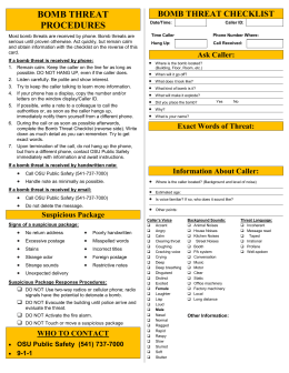 BOMB THREAT CALL PROCEDURES BOMB THREAT CHECKLIST