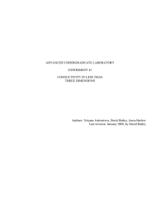 ADVANCED UNDERGRADUATE LABORATORY EXPERIMENT 41 CONDUCTIVITY IN LESS THAN