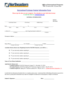 International Exchange Student Information Form E-mail this form to: