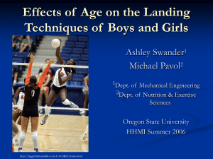 Effects of  Age on the Landing Ashley Swander Michael Pavol