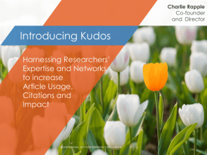 Introducing Kudos Harnessing Researchers’ Expertise and Networks to increase