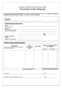 Purchase Order Request SCHOOL OF EDUCATION AND SOCIAL WORK