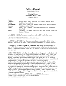 College Council Minutes - March 9, 2005.doc 35KB Apr 25 2013 09:53:30 AM
