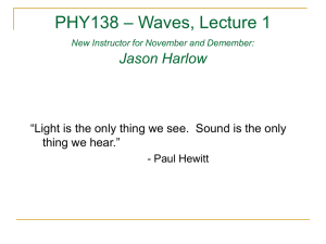 – Waves, Lecture 1 PHY138 Jason Harlow