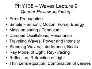 – Waves Lecture 9 PHY138 Quarter Review, including: