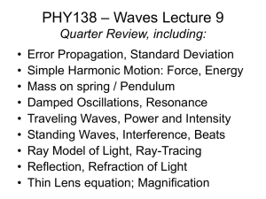 – Waves Lecture 9 PHY138 Quarter Review, including: