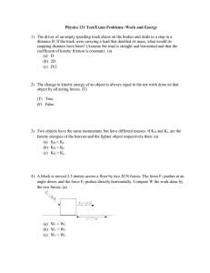 Physics 131 Test/Exam Problems: Work and Energy