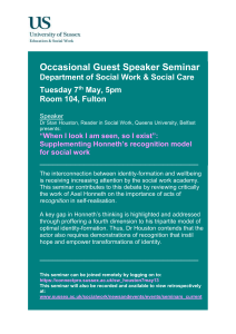 Occasional Guest Speaker Seminar  Department of Social Work &amp; Social Care