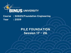 PILE FOUNDATION Session 17 – 26 Course : S0825/Foundation Engineering Year