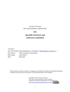 ASL Aperiodic Structures and Anderson Localization