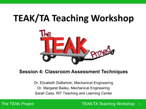 TEAK/TA Teaching Workshop Session 4: Classroom Assessment Techniques