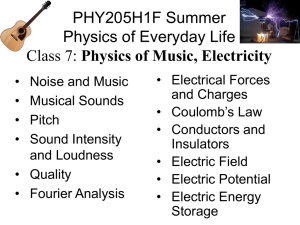 PHY205H1F Summer Physics of Everyday Life Physics of Music, Electricity