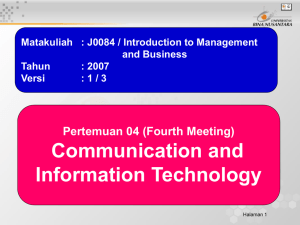 Communication and Information Technology Pertemuan 04 (Fourth Meeting)