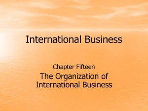 International Business The Organization of Chapter Fifteen