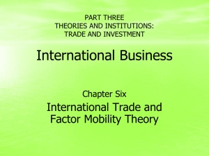 International Business International Trade and Factor Mobility Theory Chapter Six
