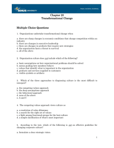 Chapter 20 Transformational Change  Multiple Choice Questions