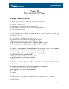 Chapter 22 Transorganizational Change Multiple Choice Questions