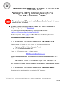 Application to Add the Distance Education Format to a New or Currently Registered Program