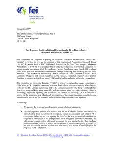 FEI Canada CCR IFRS 1 Amemdments ED Response Jan 23 2009.doc