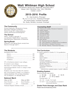 2015-2016 Walt Whitman High School Profile