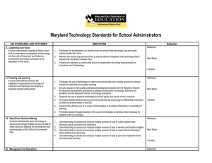 Maryland Technology Standards for School Administrators Reflection Sheet