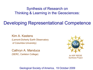 Synthesis of Research on Thinking Learning in the Geosciences: Developing Representational Competence