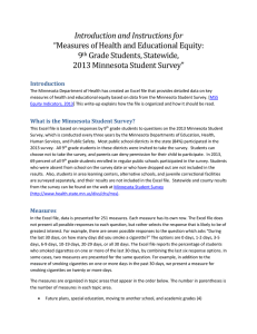 Introduction to measures of health and educational equity, grade 9, 2013 Minnesota Student Survey