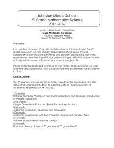 Johnston Middle School 6 Grade Mathematics Syllabus 2015-2016
