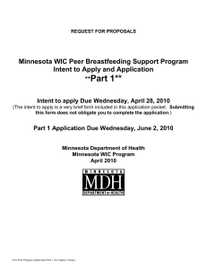 Application FFY 10/11 Part 1 New MN WIC PBSP (WORD: 307KB/17 pages)