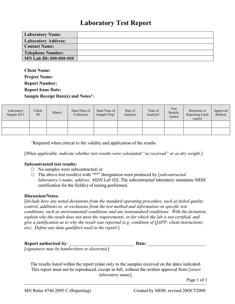 Test Report (Final Report to Client) Template (Word 41KB/1 page)