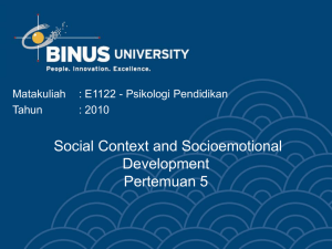 Social Context and Socioemotional Development Pertemuan 5 Matakuliah