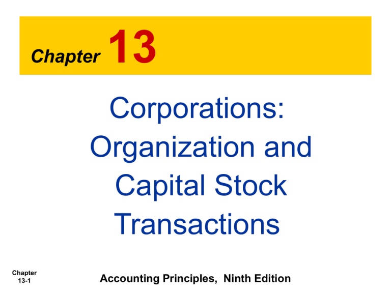 13 Corporations Organization And Capital Stock