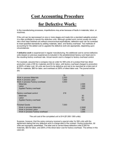 Cost Accounting Procedure for Defective Work:
