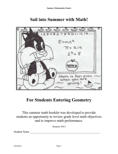 Sail into Summer with Math!  For Students Entering Geometry