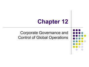 Chapter 12 Corporate Governance and Control of Global Operations