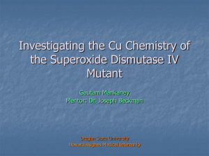 Investigating the Cu Chemistry of the Superoxide Dismutase IV Mutant Gautam Mankaney