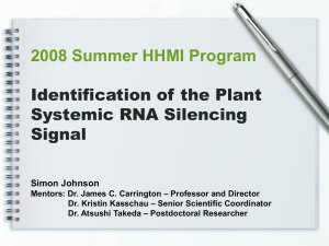Identification of the Plant Systemic RNA Silencing Signal 2008 Summer HHMI Program