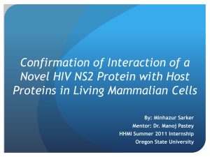 Confirmation of Interaction of a Novel HIV NS2 Protein with Host